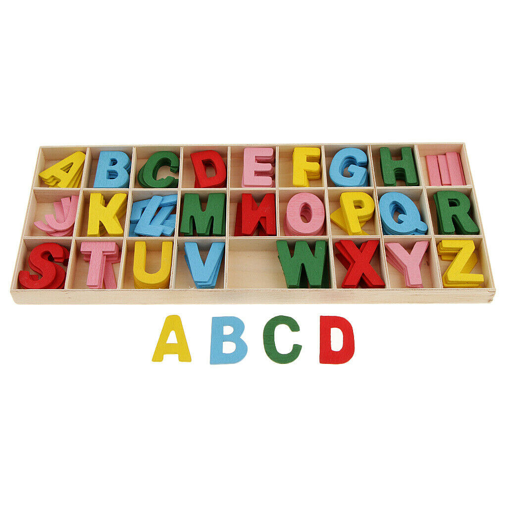 156 Pieces Wooden Alphabet Letters with Storage Tray Box Kids Educational Toys