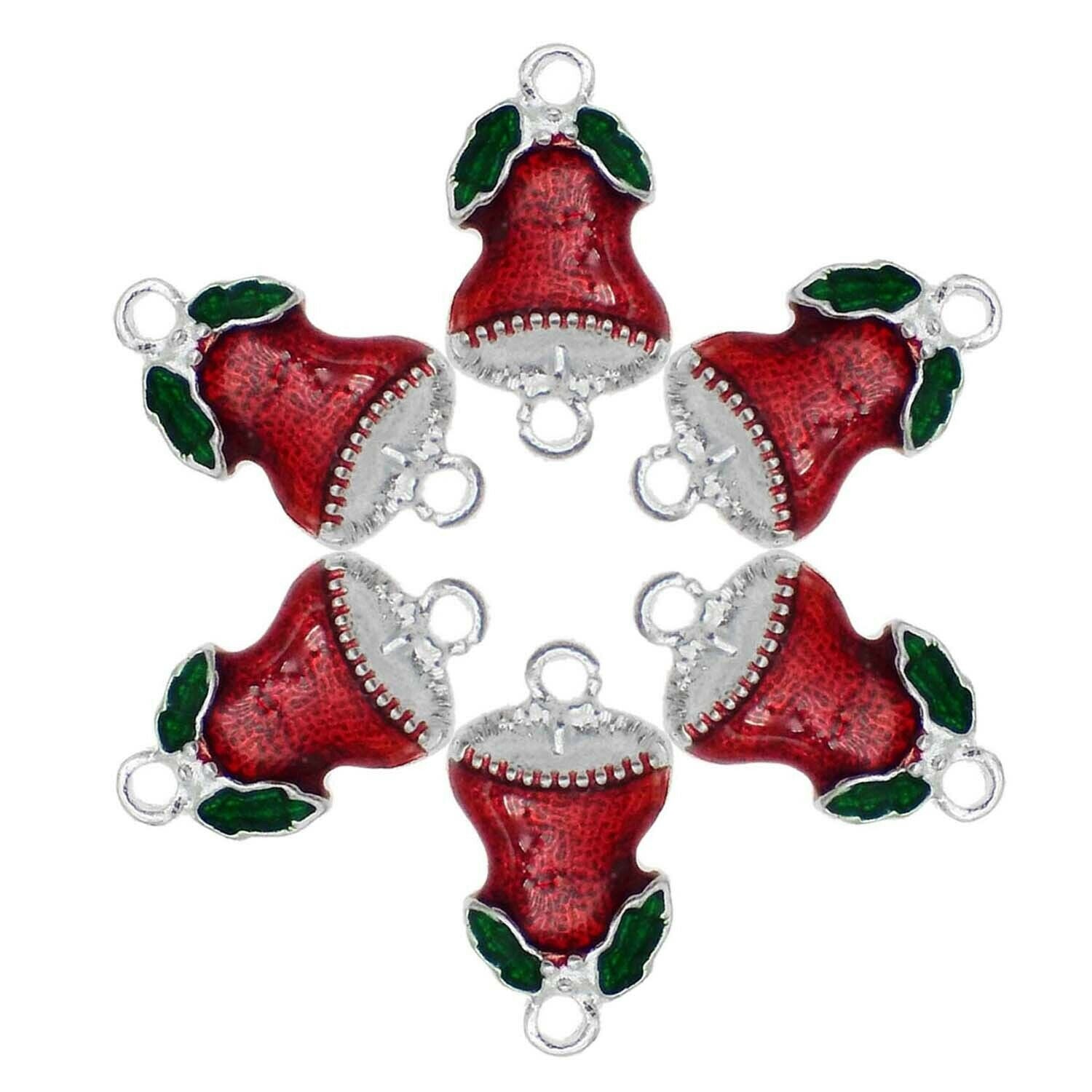 Lot 18pcs Enamel Alloy Lovely Xmas Bells Look Charms Necklace Pendant 19*11 mm