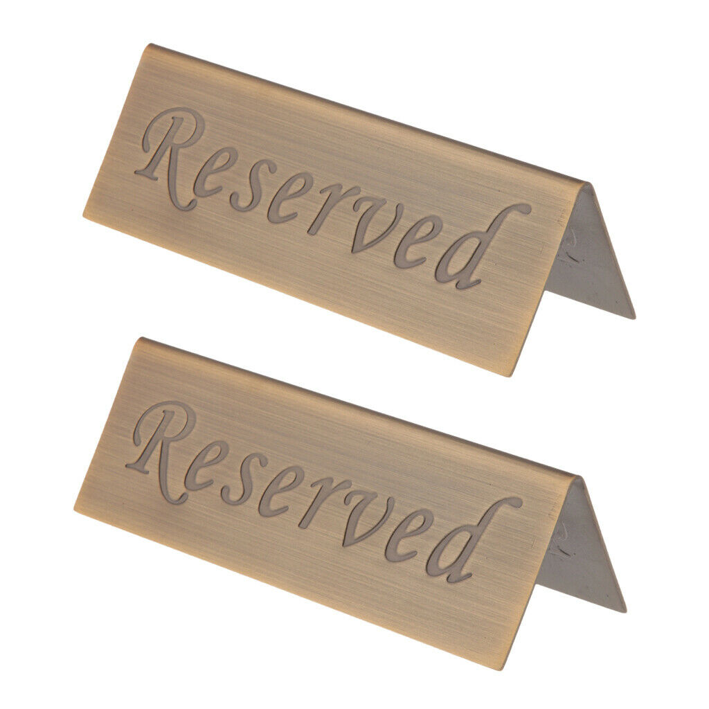 Set of 2 Reserved Signs for Hotel Restaurant Bar Club - Stainless Steel