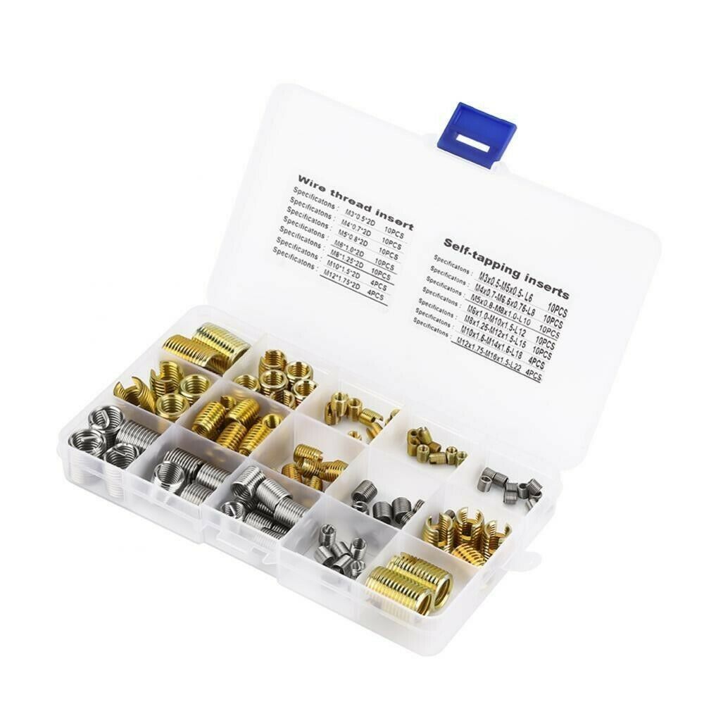 116Pcs/box Carbon Steel Wire Thread Insert Mixed Set M3-M12 Series Combination