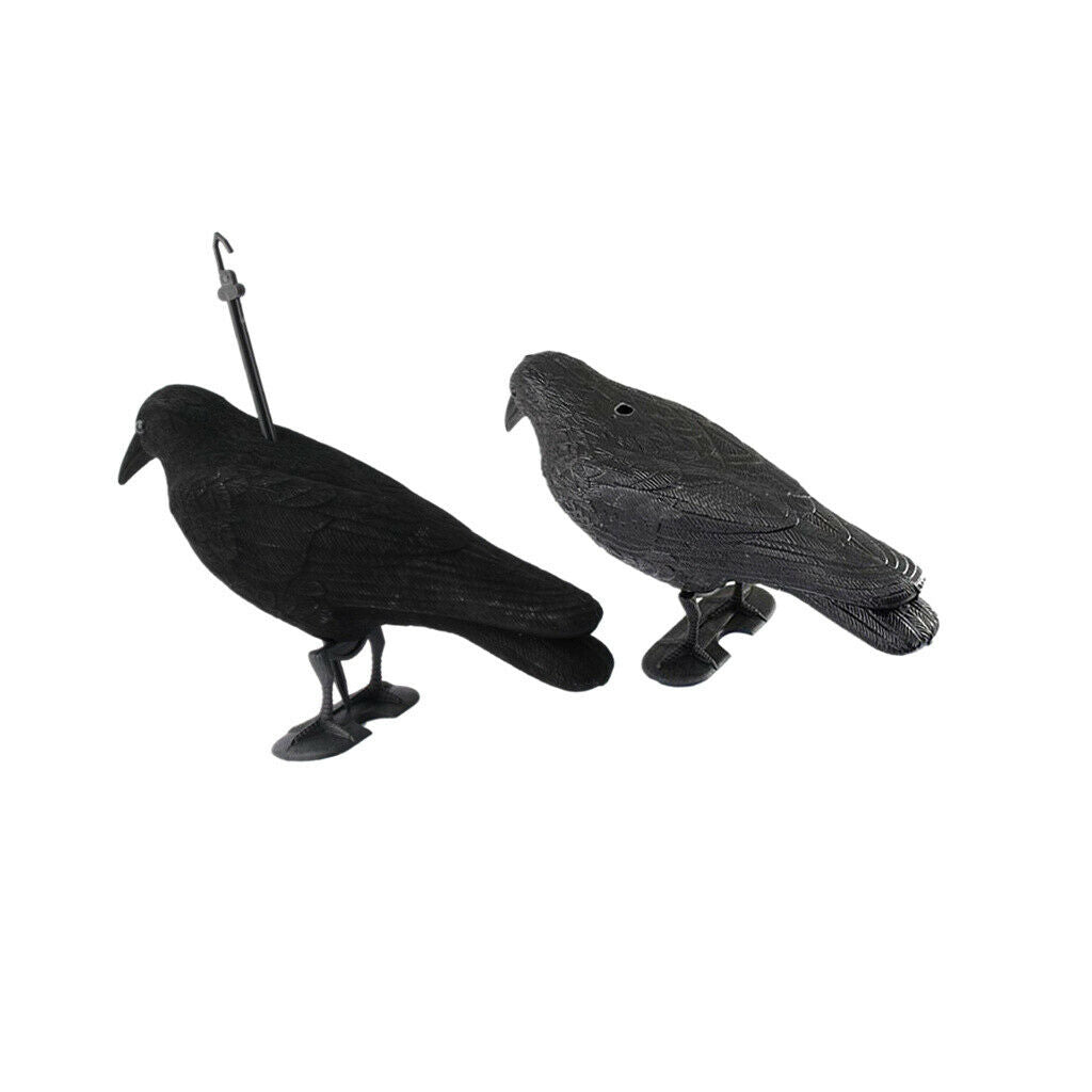 2 Pieces Artificial Garden Black Crow Full Body for Hunting Halloween Decor
