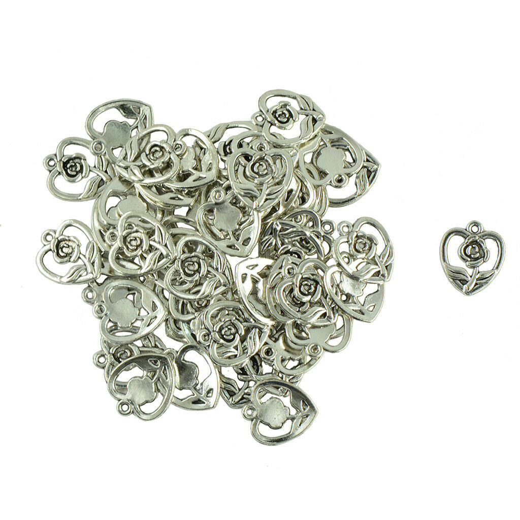 DIY Jewelry Making:Exquisite 50pcs Heart Pattern Dangle Pendant For Necklace