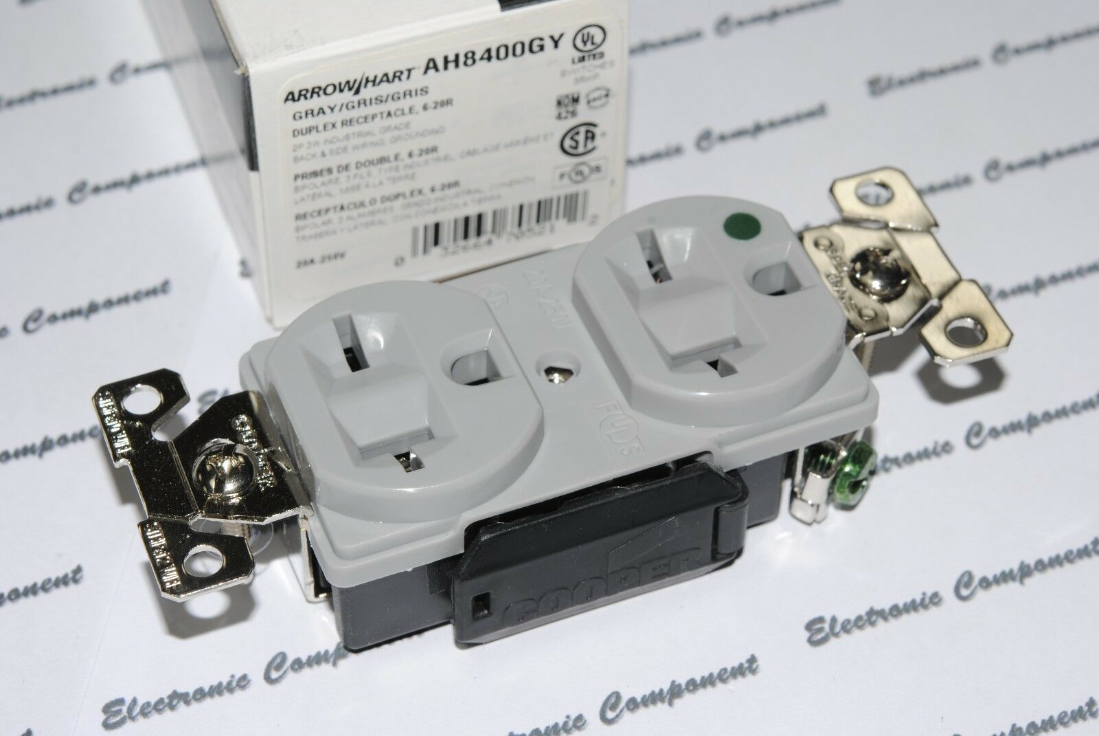 1pcs-COOPER WIRING AH8400GY Premium Hosptial Duplex Receptacle 20A-250V 6-20