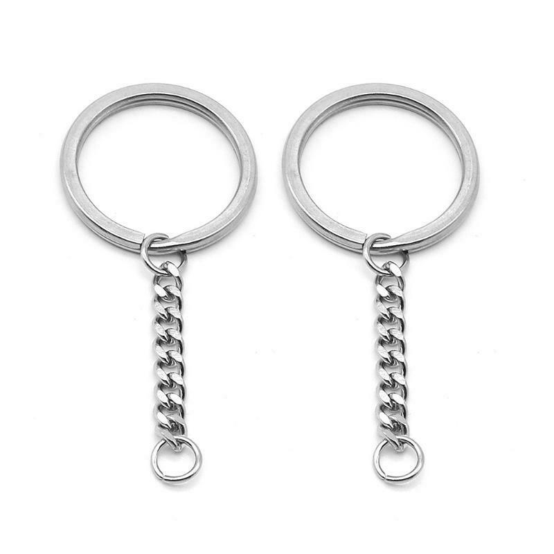 Round Key Keyring Split Ring Stainless Steel Chain Ring Circular Keychain Loops