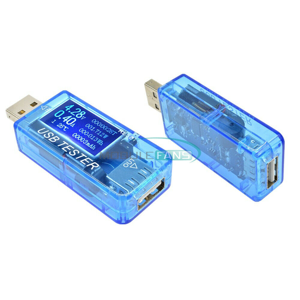 Blue USB Voltmeter Tester 6 in 1 LCD Current Voltage Capacity Power Detector