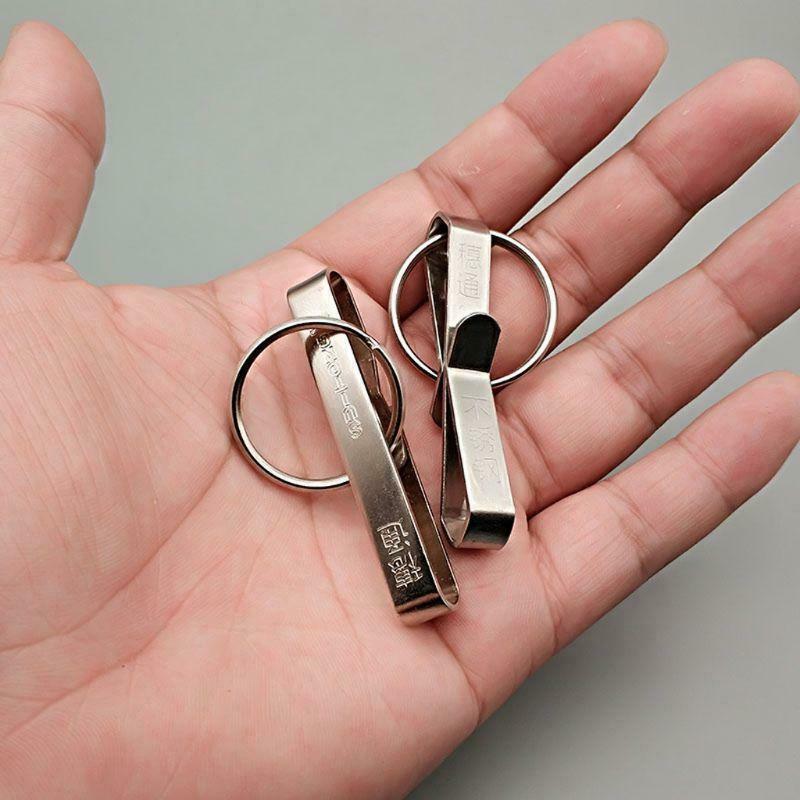 6Pcs Key Holder Stainless Steel Belt Clip Key Ring Useful Keychain Men Jewelry