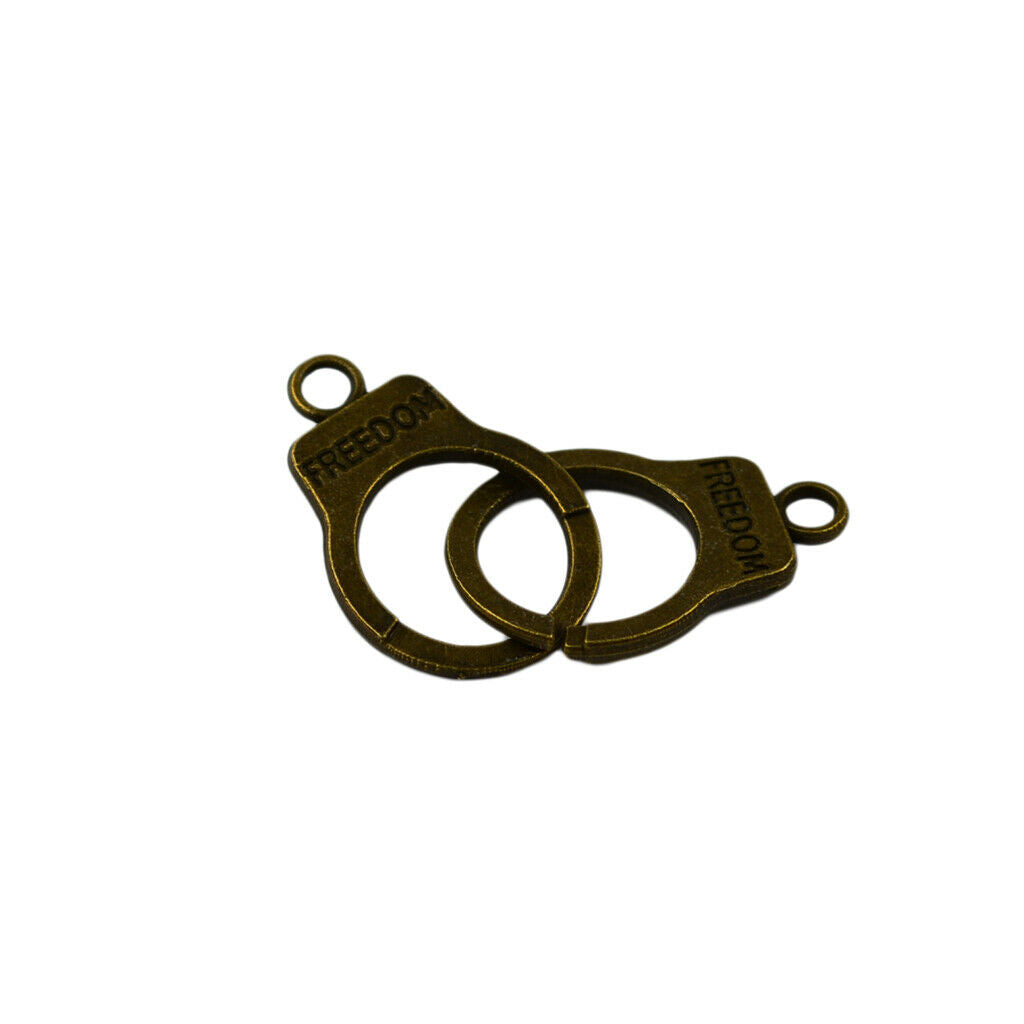 12x Bronze Punk  Handcuff Keyring Clasp Keychain Freedom Charm Pendants