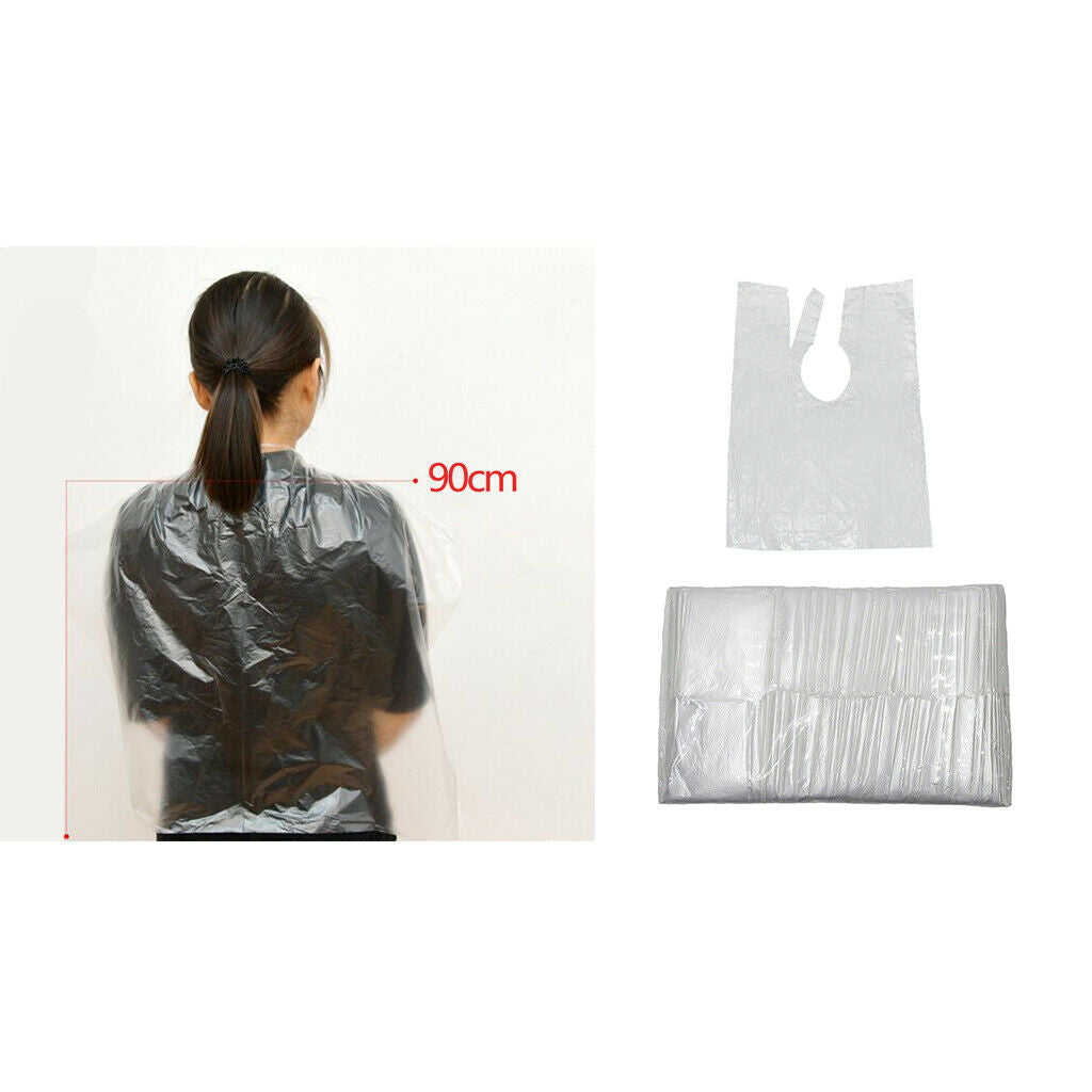 100x Disposable Hairdressing Capes Barber Home Shawls Apron w/ 8x Hair Clips