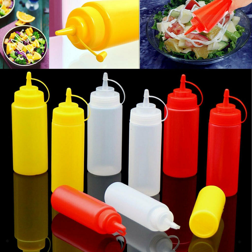 32oz Plastic Squeeze Bottle Ketchup Mustard Sauce Vinegar Condiment Dispenser