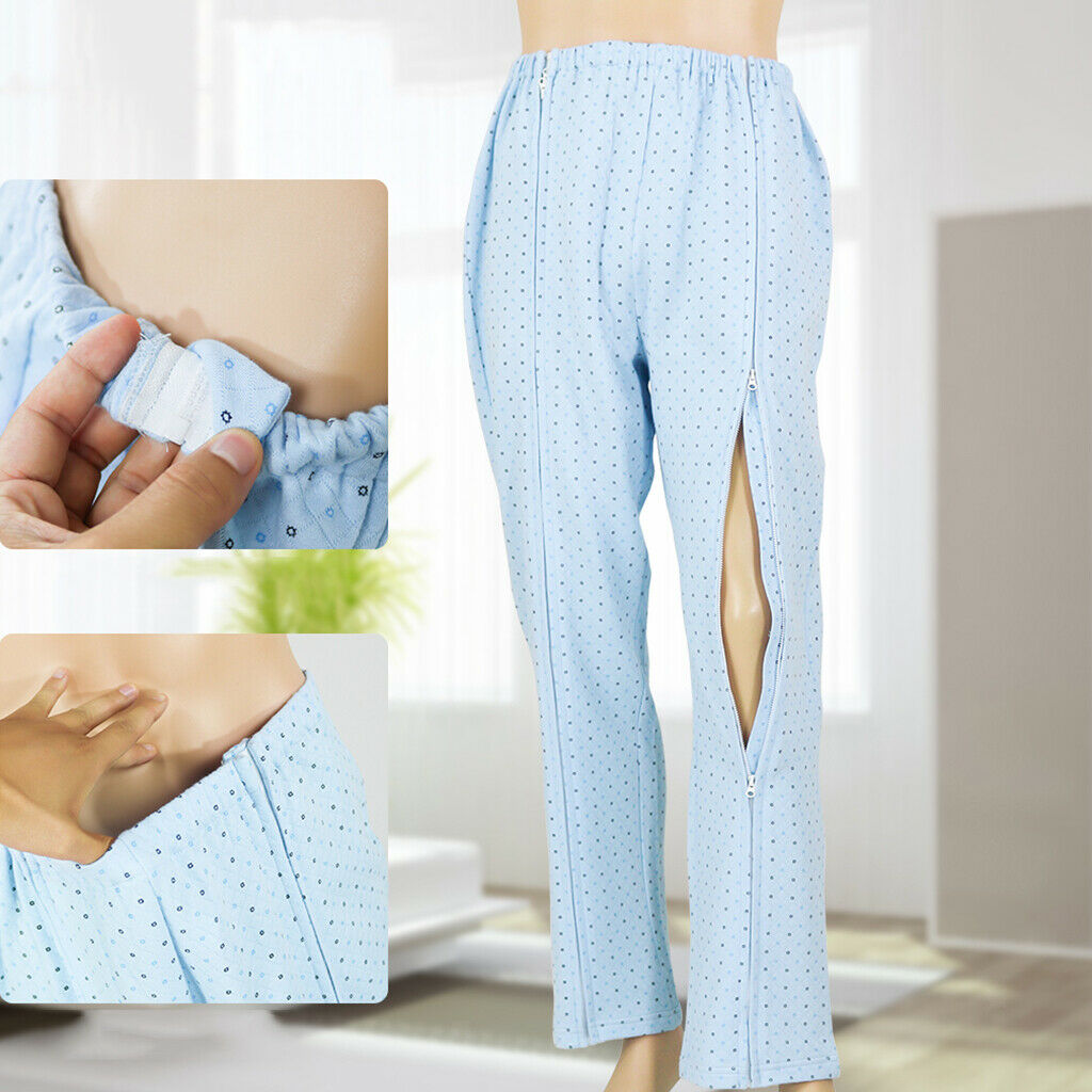 Cotton Detachable Patient Pajamas Home Care  Nursing Clothes L