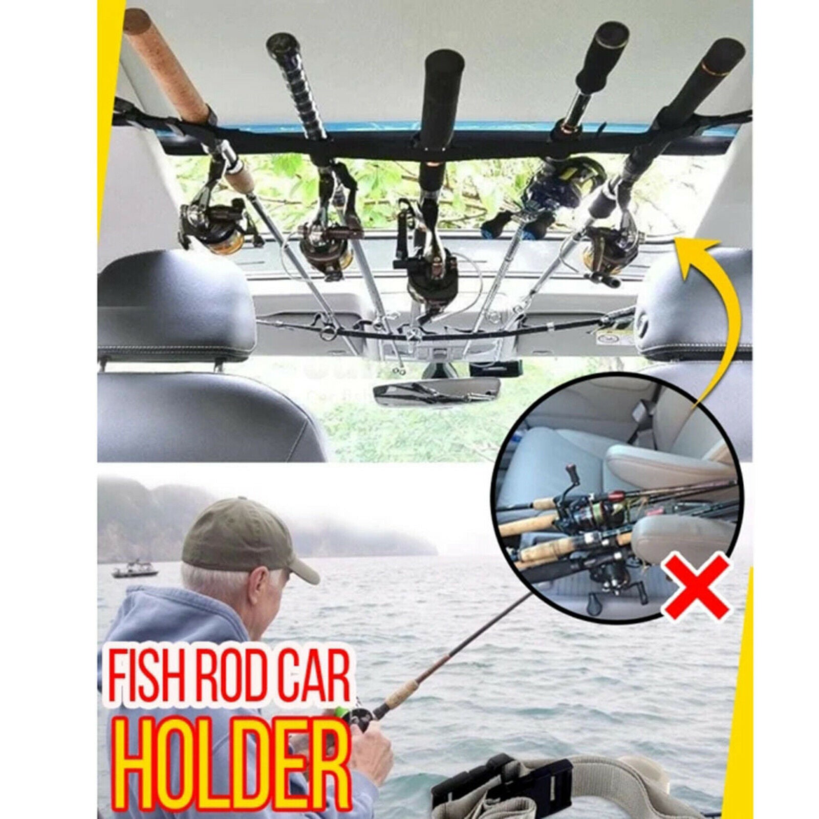 Vehicle Fishing Rod Holder Heavy Duty Carrying Travel Belt Rod Saver Carrier