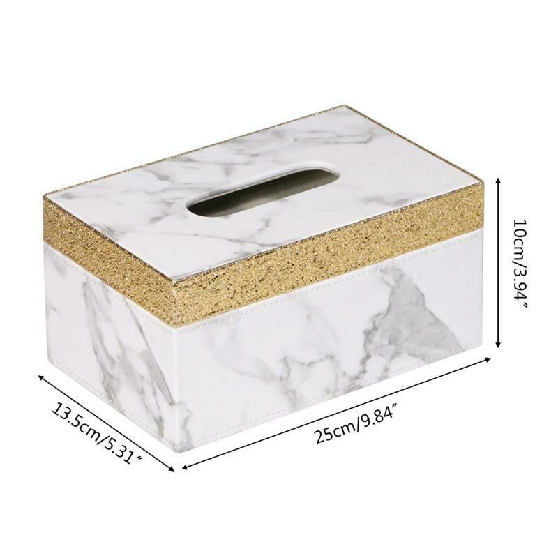 Marble Golden Rim Tissue Box Desktop Paper Towel Holder Napkin Storage Container