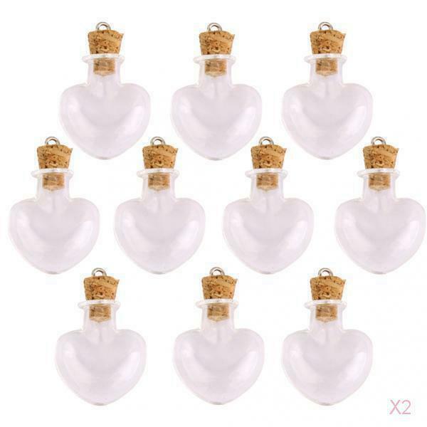 10pcs Glass Cork Bottle Jars Vials Wishing Bottles DIY Pendant -Heart shape
