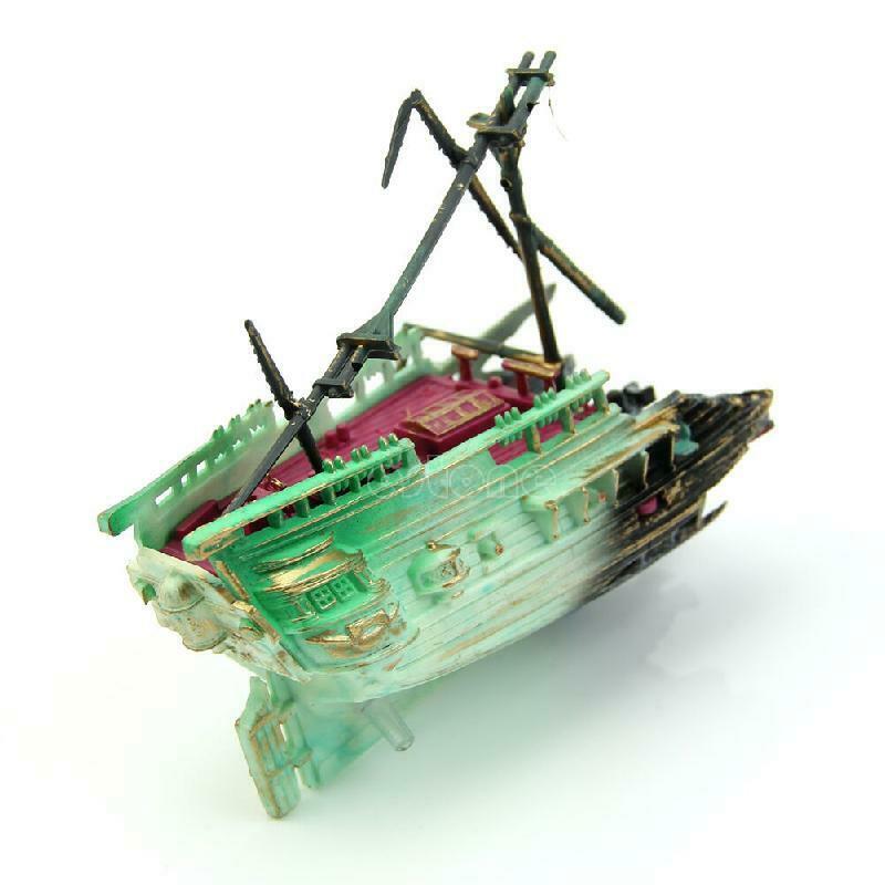 Aquarium Wreck Boat Sunk Ship Air Split Shipwreck Ornament Fish Tank Cave Decor