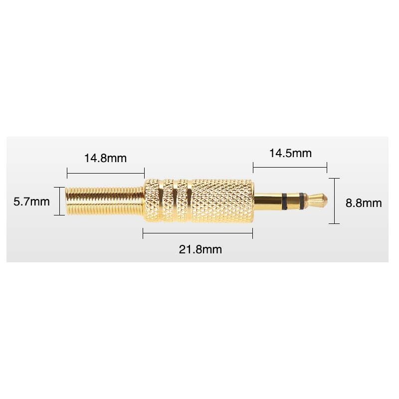 Golden 3 Pole 3.5mm Male Repair headphone Jack Plug Metal Audio Soldering Spring