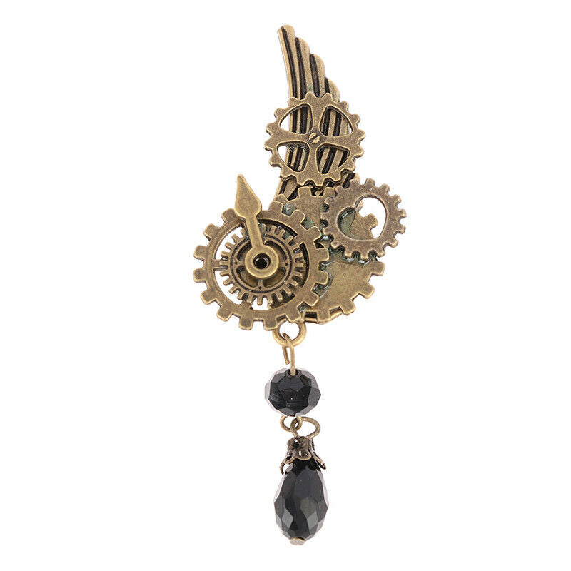 Steampunk Gears Wing Brooch Retro Punk Gothic Chest Pin For Woman ManA TH