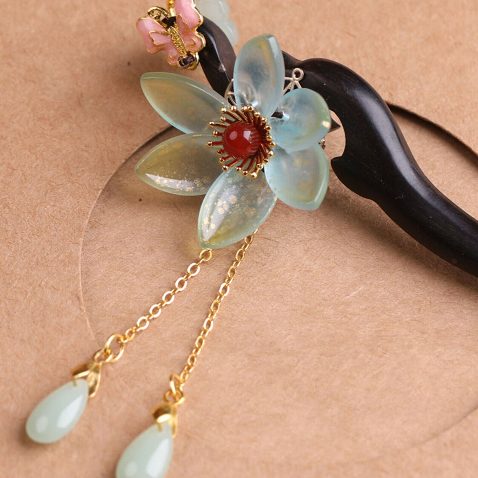 Flower Wooden Chinese Hairpin for Woman Decor 7.08inch Special Occasions