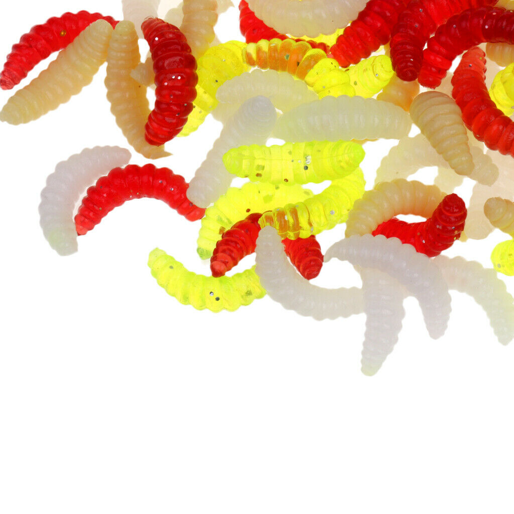 100pcs Silicone Colorful Maggots EarthWorm Soft Lures Fishing Tackle Baits