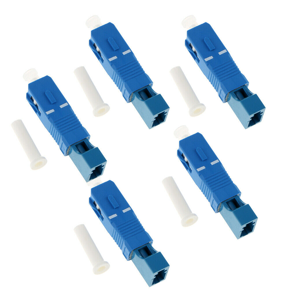 5 Pieces Single Mode SC to LC SC Male-LC Female Adapter Connector Blue