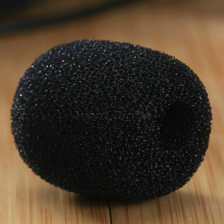 25x6mm Black Mini Microphone Headset Windscreen Foam Headphone Mic Cover Caps