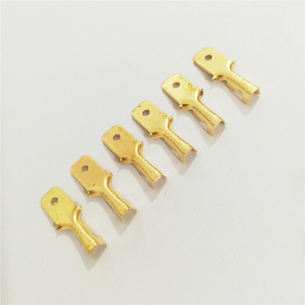 50PCS Male Spade Quick Splice Crimp Terminals 6.3mm Connector Non Insulated