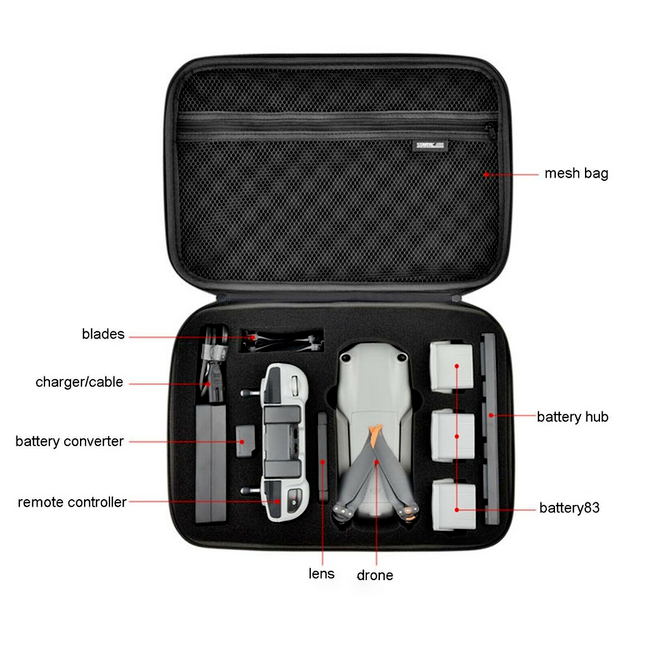 For Air 2S Drone Remote Controller Battery Storage Bag Shockproof Carrying Box