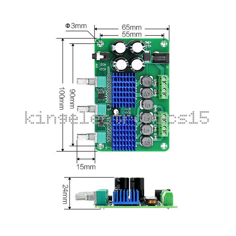 DC12-24V Digital Amplifier Board 2.1 Channel 2x50W+100W TPA3116D2 Audio Module
