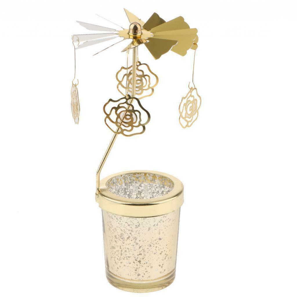 Romantic Rotating Candle Holder Stand Spining Tealight Candlestick Rose