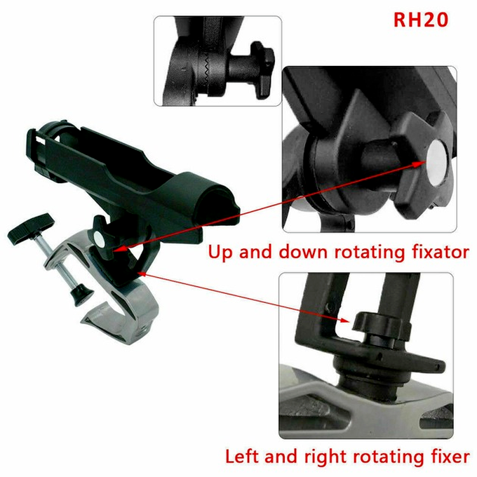 Black Adjustable Boat Fishing Rod Holder Pole Kit For Racks Folding Bracket 360°