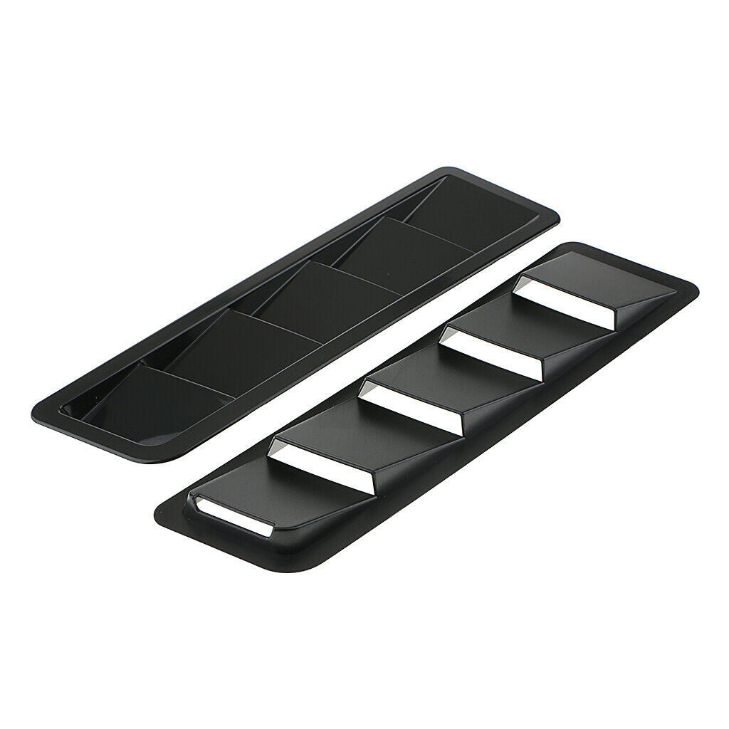 2x Universal Bonnet Bonnet Ventilation Grille Cooling Plate Trim Matt Black Abs