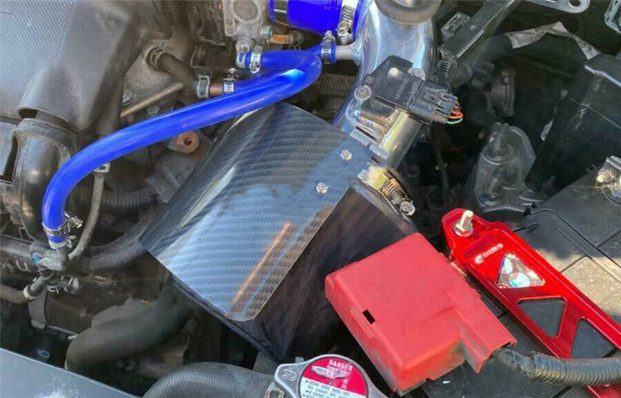 Car Carbon Fiber Style Air Intake Filter Heat Shield Cover 2.5"-3.5" Universal