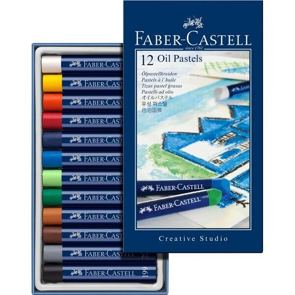 #127012 Faber Castell Box of 12 Oil Pastel Crayons Studio Quality Artists Colour