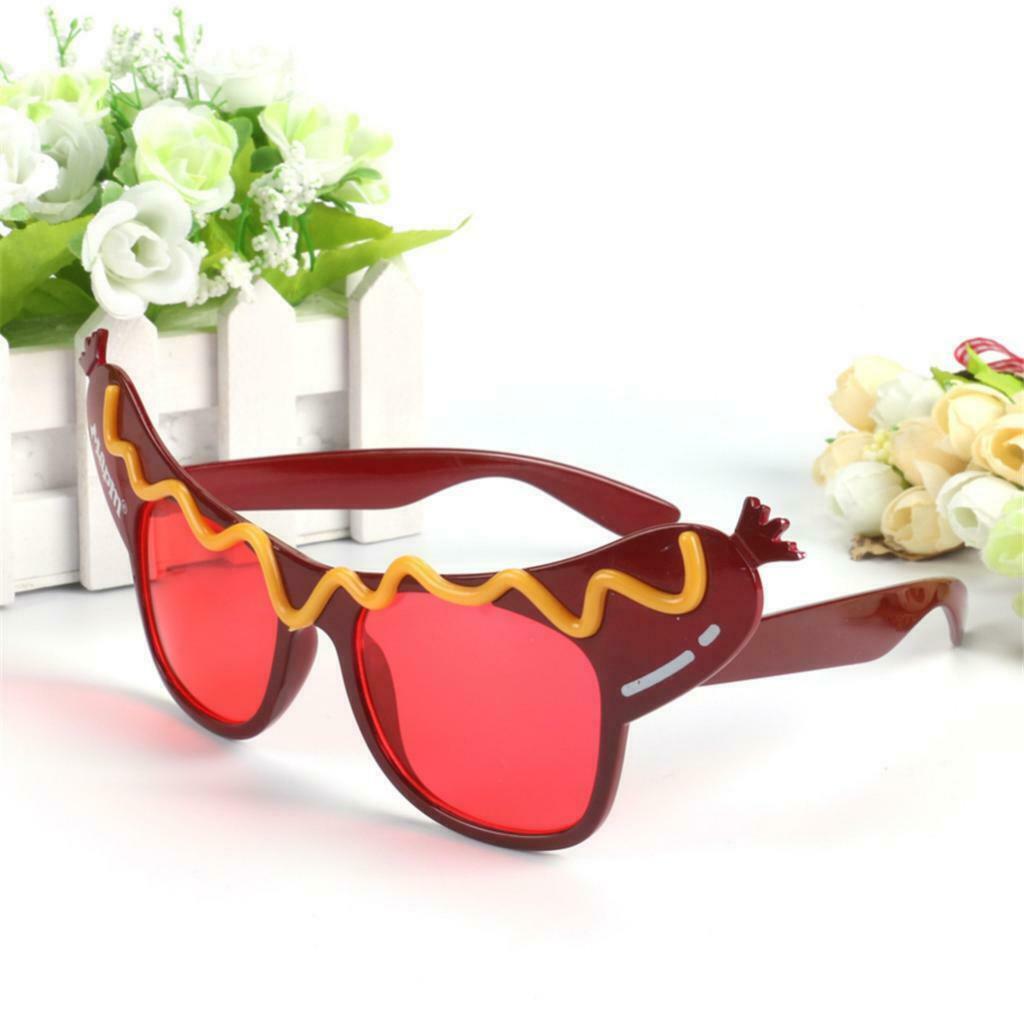 Women Girls Novelty Costume Glasses Hot Dog Print Design Event Eyewear Gifts