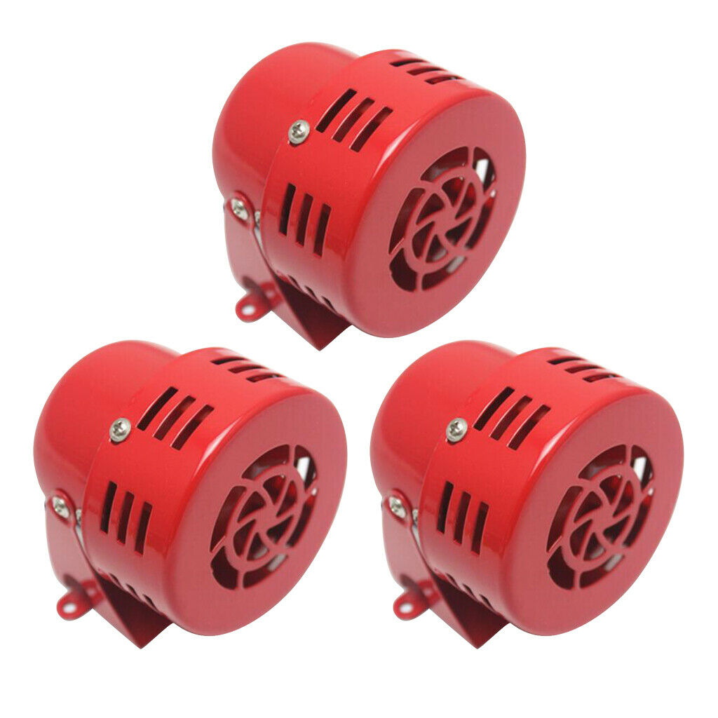 3x 3'' Metal Car RV 1950's Electric Motor Driven Air Raid Siren Horn Red
