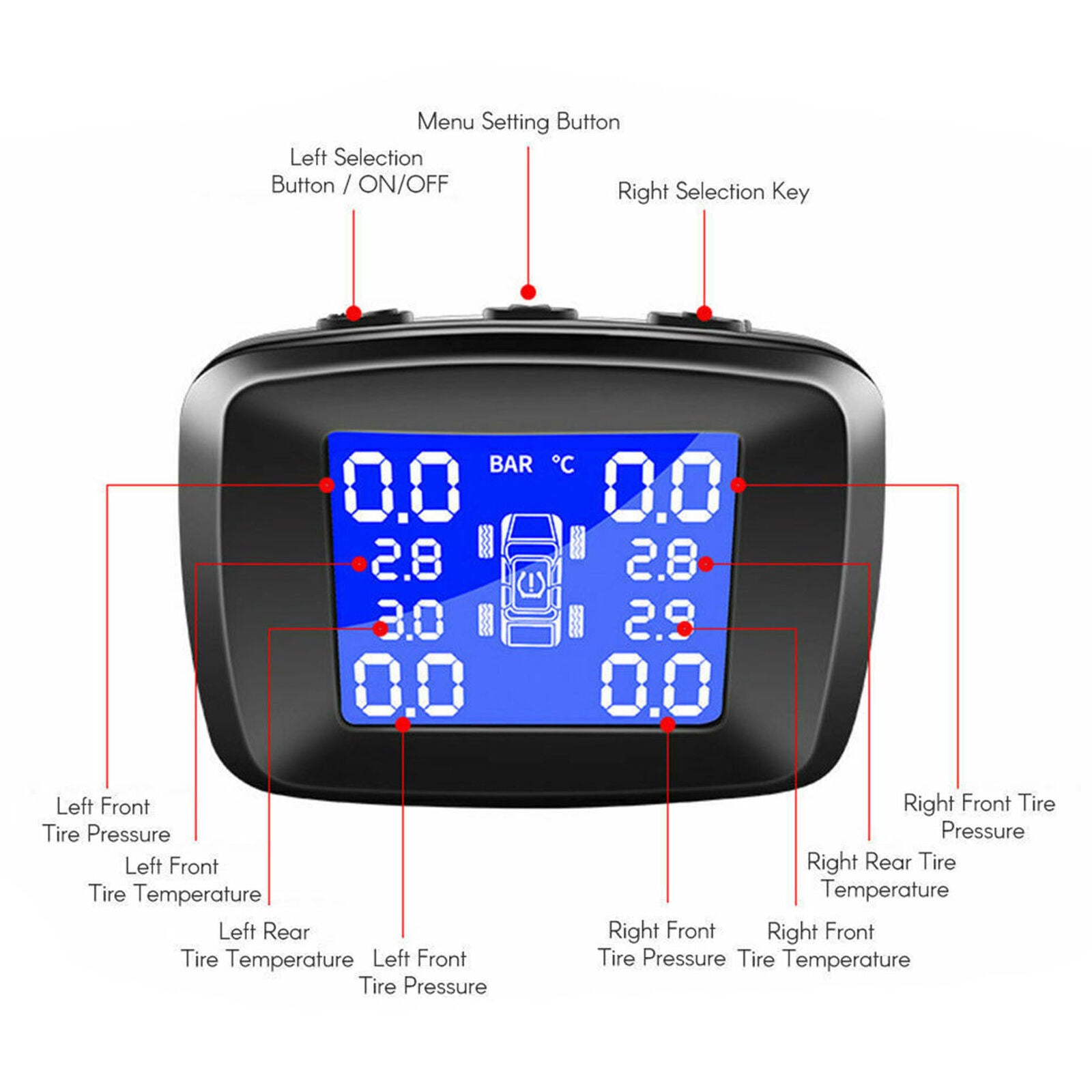 4Sensors TPMS Car Truck Tyre Tire Pressure Monitoring System  Lighter