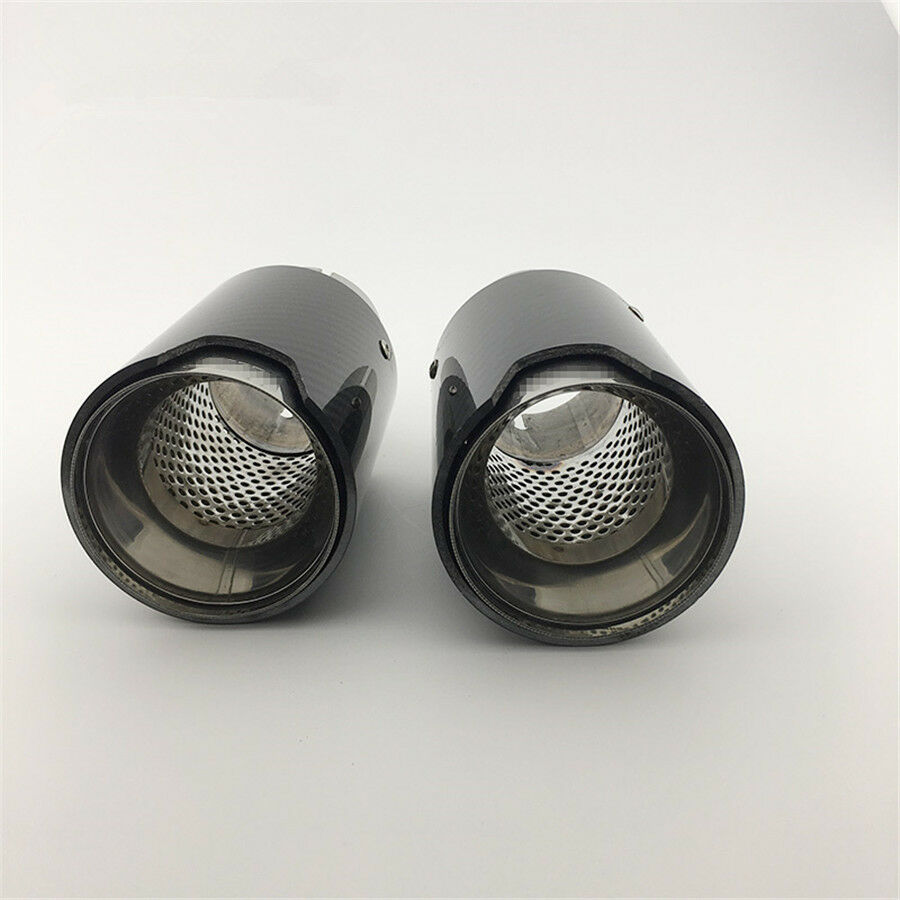 100% Real Carbon Fiber Glossy Black Exhaust End Tips for BMW 2.5'' in 3.5'' out