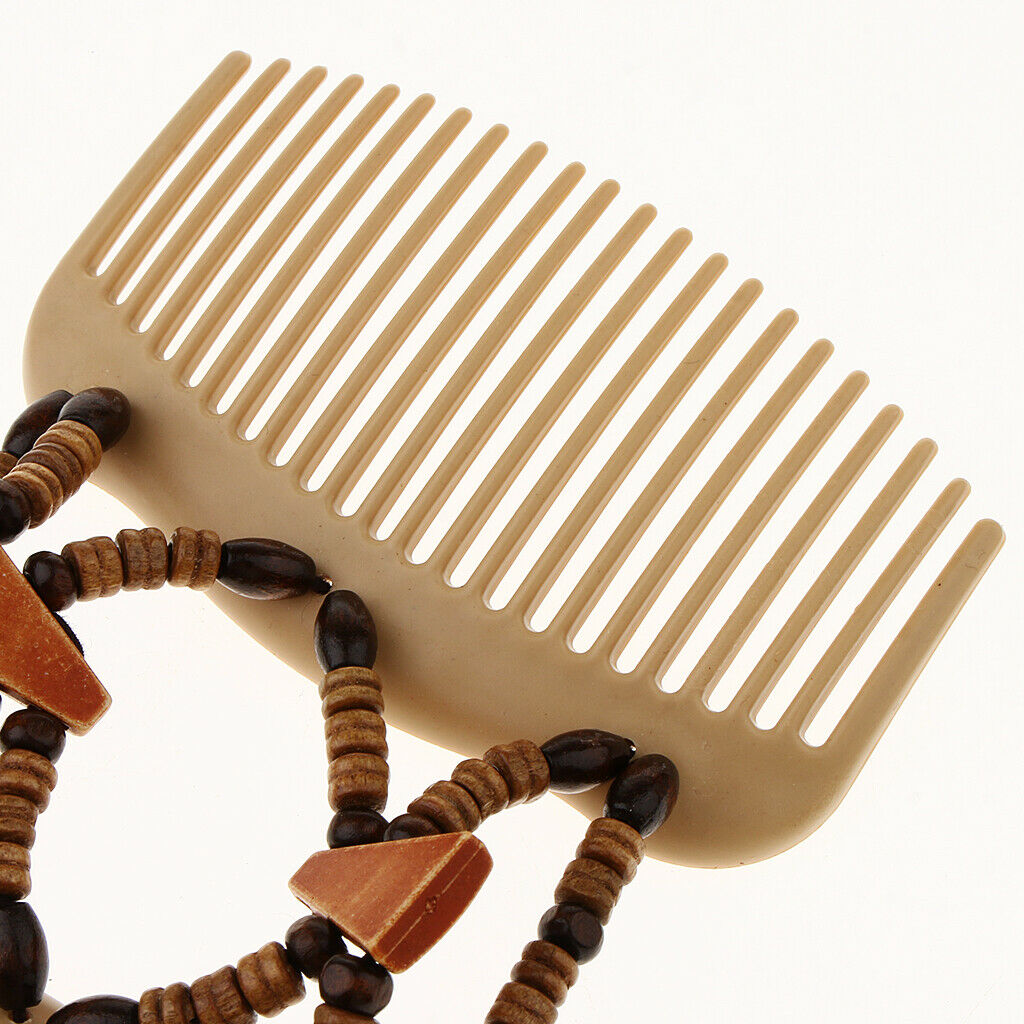 Women Double Hair Combs Stretchy Wooden  Beads Clip Updo Hairstyle