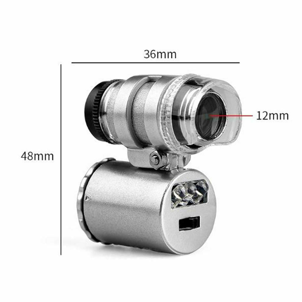 2pcs 60X Pocket Magnifier Miscroscope Jewelry Eye Loupe Currency Detector
