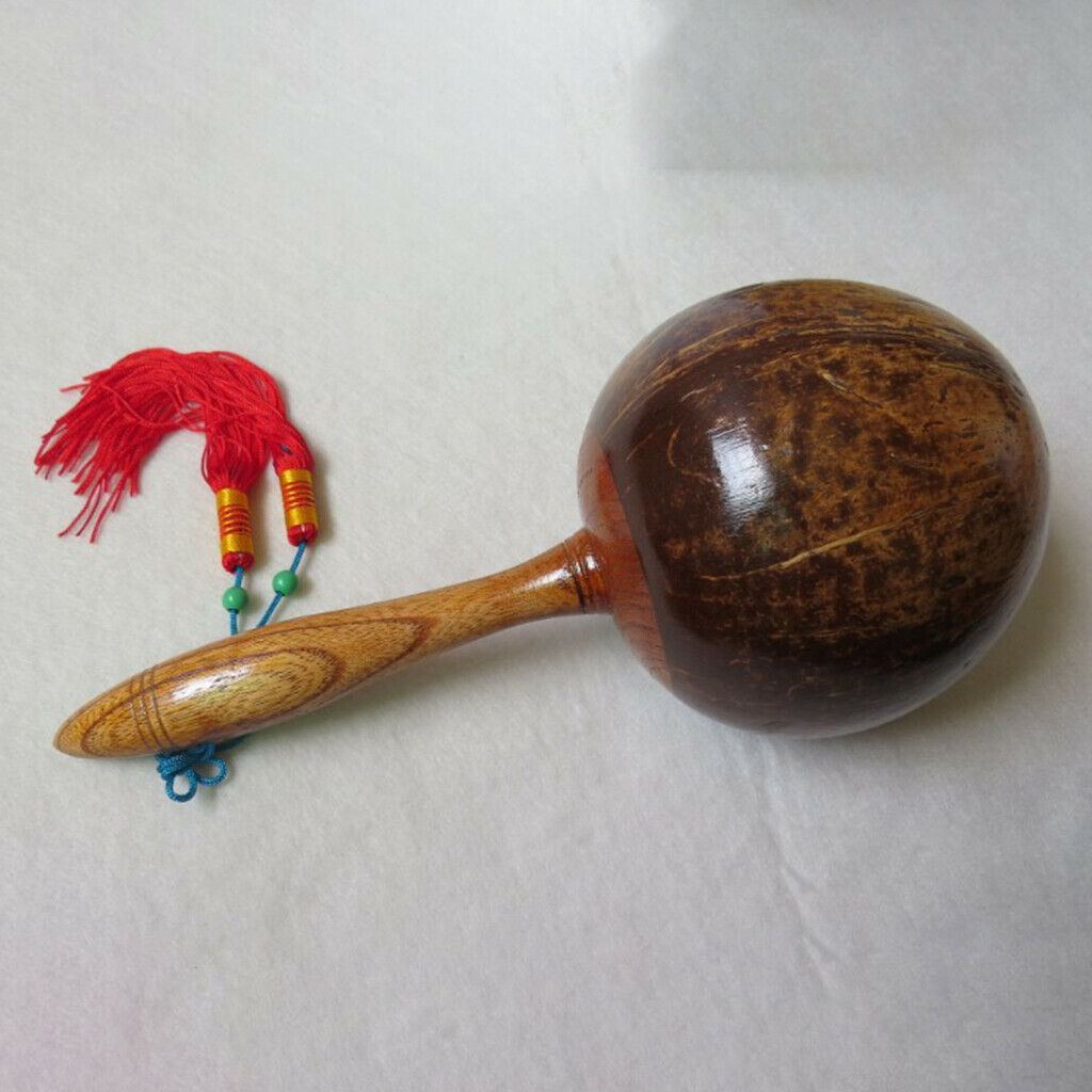 Fun Party Maracas Coconut Shell Wooden Painted Maraca Sand Shaker Hammer Rattle