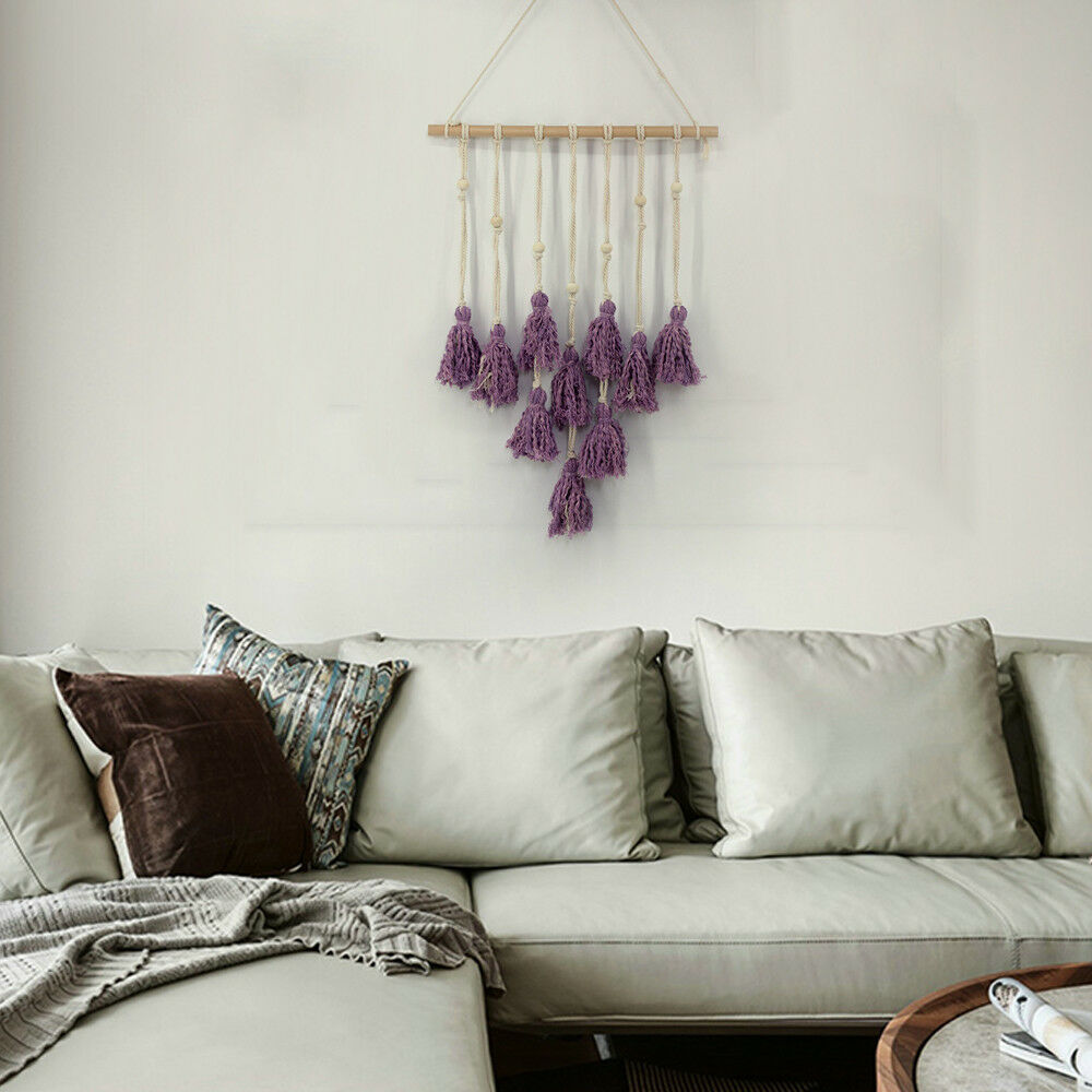 Purple  Macrame Wall Hanging Tapestry Woven Bohemian Art Backdrop Wedding Party
