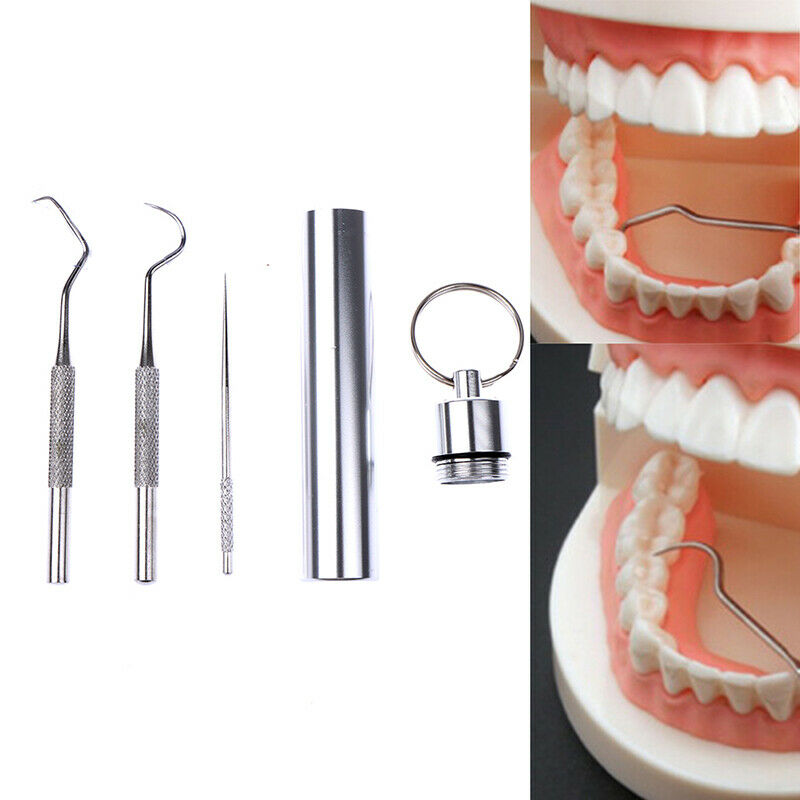 1 Set Stainless Steel Portable Toothpick Tooth Hook Teeth Clean Tool Dental BDA
