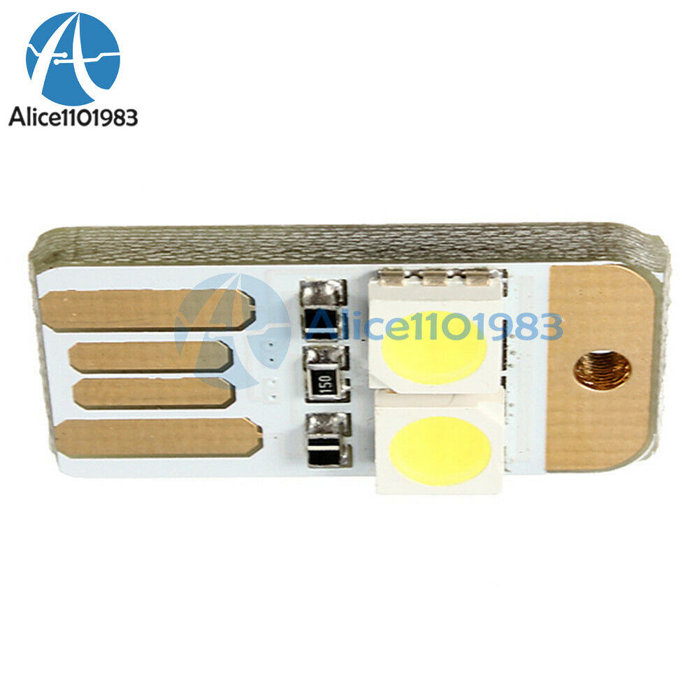 10Pcs Double Sided Pluggable USB LED Night Light Power Supply Lamp White