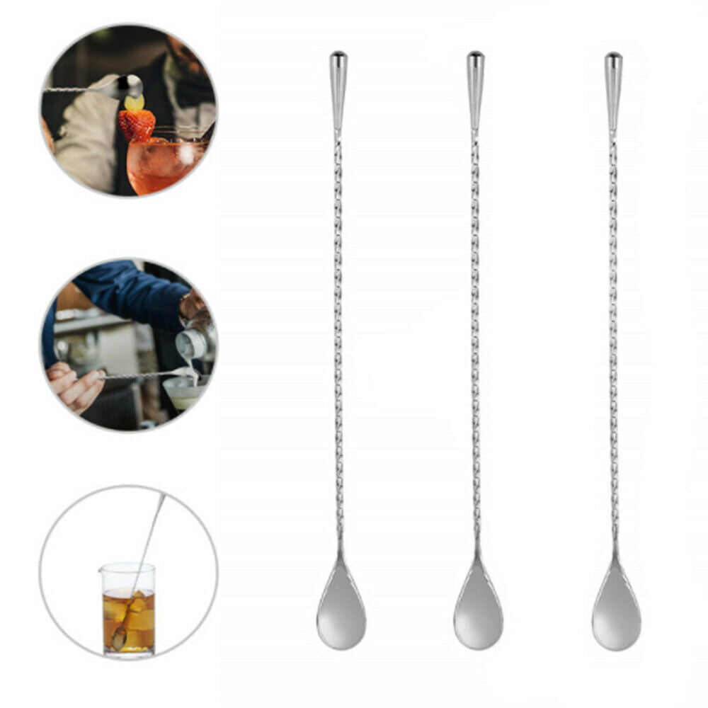 Stainless Steel Cocktail  Drink  StirrerTwisted Mixing Spoon Kitchen tableware
