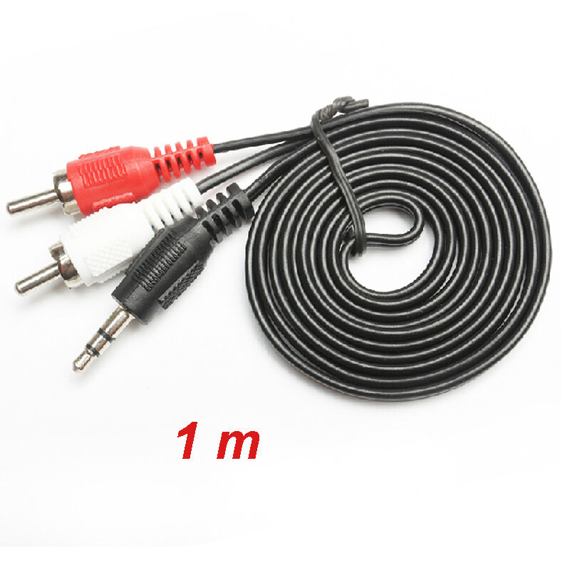 High Quality 3.5mm Stereo Male Plug to 2 RCA Audio Adapter Speaker Cable New