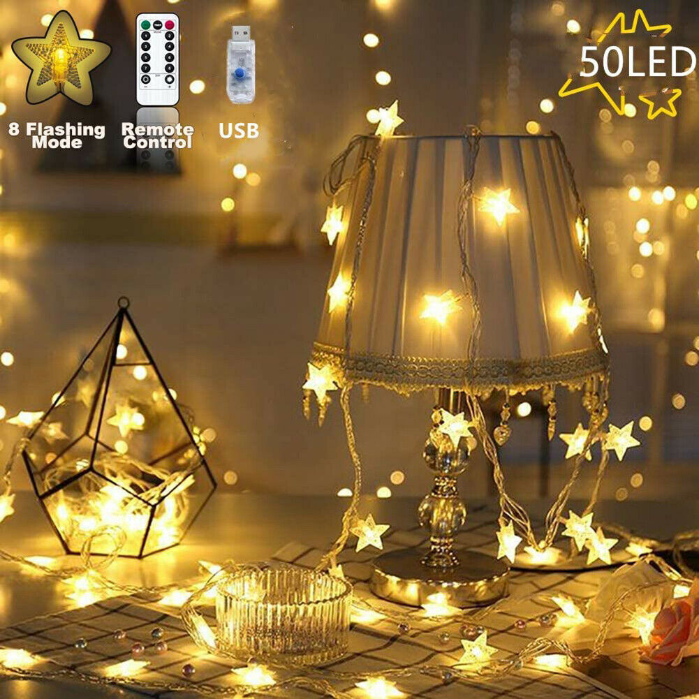 6m LED String Light 5V USB Powered Remote Control Warm White Fairy Garland @