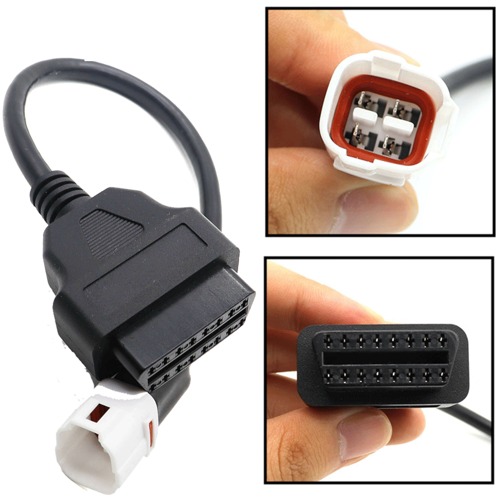 Fit For Yamaha 4 Pin to OBD2 OBDII Cable Harness Diagnostic Adapter Connector