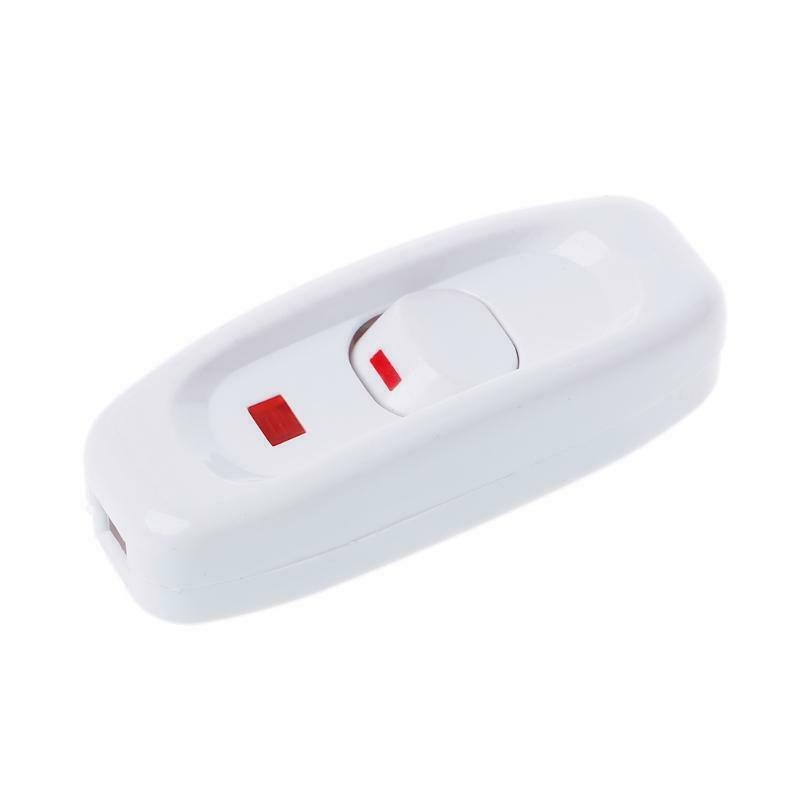 Compact White Plastic In-line Cord Light Lamp Switch 10A 250V with LED Indicator