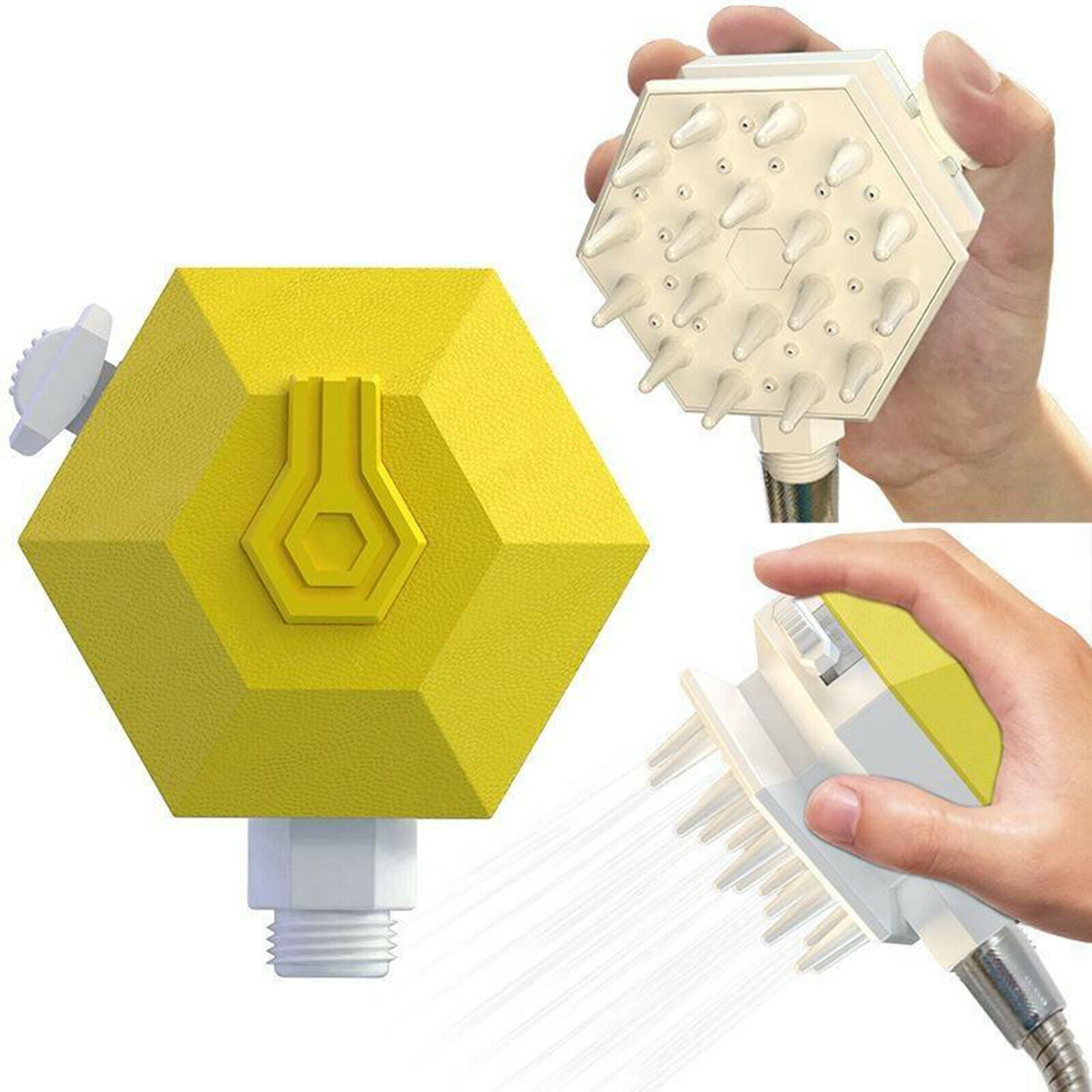 Pet Bathe Shower Sprayer Head Massge Scrubber Comb Brush for Dogs Cat Yellow