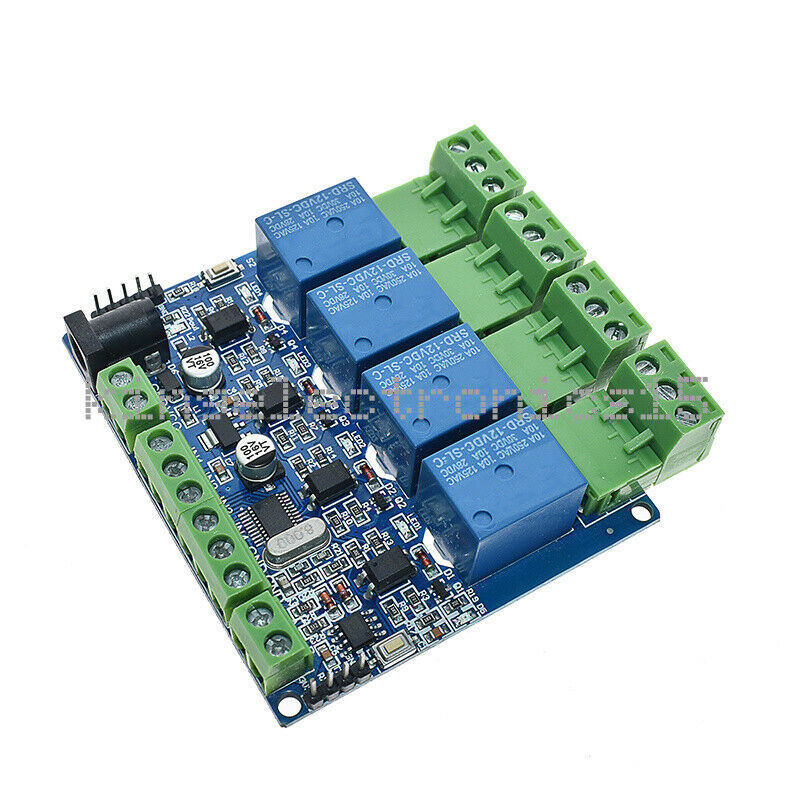 1X 12V Modbus RTU 4 Way Relay Module STM8S103 4 Road Input 485 Communication