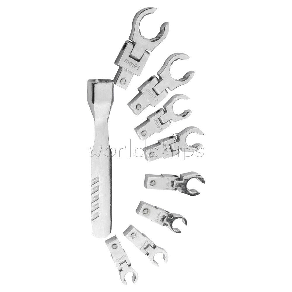9 PCS Portable Metric Ratchet 180Â° Rotating Gear Removable Flexible Wrench Set